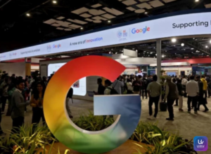 Google logo displayed on a smartphone after the European Union imposed a $1 billion fine over competition law violations.
